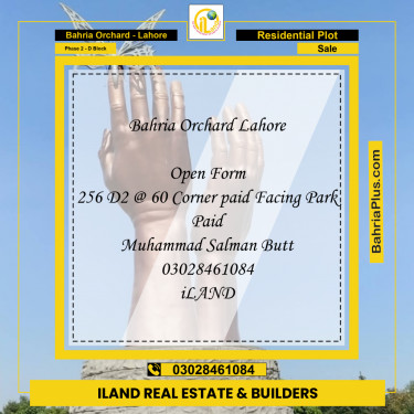 8 Marla Residential Plot for Sale in Phase 2 - D Block -  Bahria Orchard, Lahore - (BP-292595)
