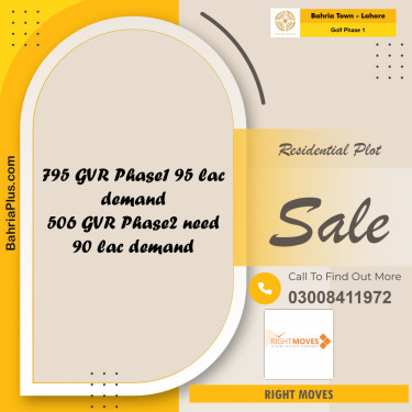 10 Marla Residential Plot for Sale in Golf Phase 1 -  Bahria Town, Lahore - (BP-292601)
