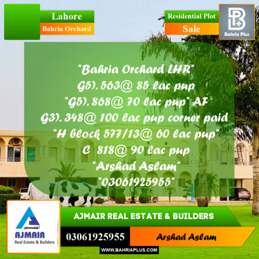 Residential Plot for Sale in Bahria Orchard, Lahore - (BP-292621)