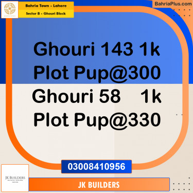 1 Kanal Residential Plot for Sale in Sector B - Ghouri Block -  Bahria Town, Lahore - (BP-292628)