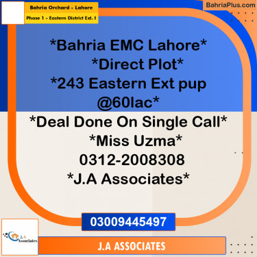 5 Marla Residential Plot for Sale in Phase 1 - Eastern District Ext. I -  Bahria Orchard, Lahore - (BP-292666)