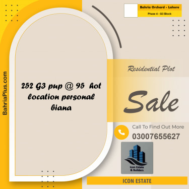 10 Marla Residential Plot for Sale in Phase 4 - G3 Block -  Bahria Orchard, Lahore - (BP-292697)