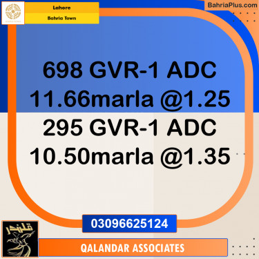 11.66 Marla Residential Plot for Sale in Bahria Town, Lahore - (BP-292713)