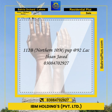 10 Marla Residential Plot for Sale in Phase 1 - Northern District -  Bahria Orchard, Lahore - (BP-292790)