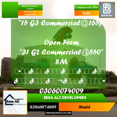 Commercial Plot for Sale in Phase 4 - G3 Commercial -  Bahria Orchard, Lahore - (BP-292922)