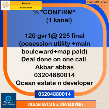 Residential Plot for Sale in Bahria Town, Lahore - (BP-292926)