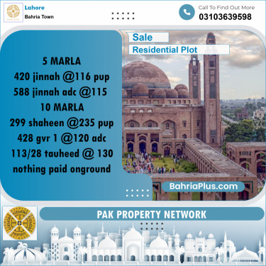 Residential Plot for Sale in Bahria Town, Lahore - (BP-292946)