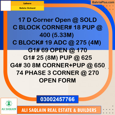 Commercial Plot for Sale in Bahria Orchard, Lahore - (BP-292978)