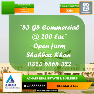 5 Marla Commercial Plot for Sale in Phase 4 - G5 Commercial -  Bahria Orchard, Lahore - (BP-293047)