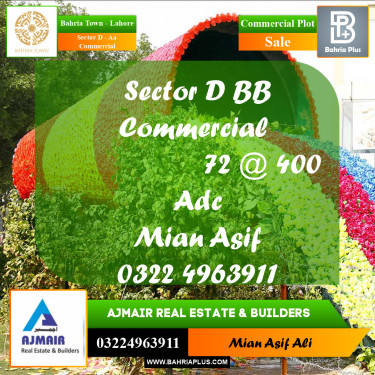 Commercial Plot for Sale in Sector D - AA Commercial -  Bahria Town, Lahore - (BP-293068)