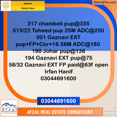 Residential Plot for Sale in Bahria Town, Lahore - (BP-293072)