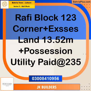 13.52 Marla Residential Plot for Sale in Sector E - Rafi Block -  Bahria Town, Lahore - (BP-293169)