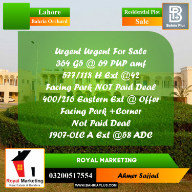 Residential Plot for Sale in Bahria Orchard, Lahore - (BP-293170)