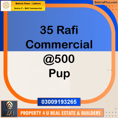 5 Marla Commercial Plot for Sale in Sector E - Rafi Commercial -  Bahria Town, Lahore - (BP-293246)