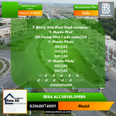 Residential Plot for Sale in Phase 2 - F Block -  Bahria Orchard, Lahore - (BP-293287)