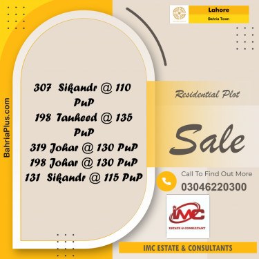 Residential Plot for Sale in Bahria Town, Lahore - (BP-293351)