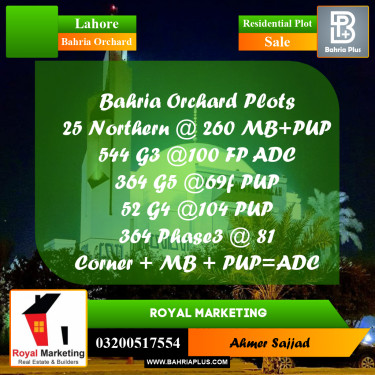 Residential Plot for Sale in Bahria Orchard, Lahore - (BP-293386)