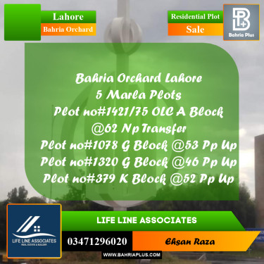 5 Marla Residential Plot for Sale in Bahria Orchard, Lahore - (BP-293400)