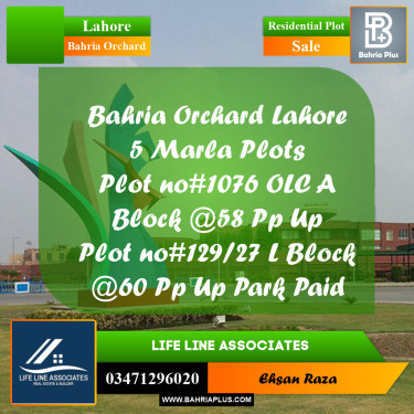 5 Marla Residential Plot for Sale in Bahria Orchard, Lahore - (BP-293402)