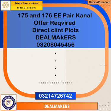 1 Kanal Residential Plot for Sale in Sector D - EE Block -  Bahria Town, Lahore - (BP-293452)