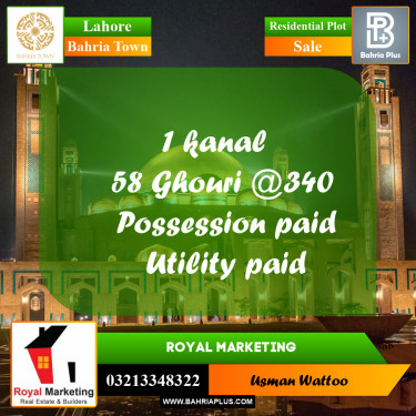 Residential Plot for Sale in Bahria Town, Lahore - (BP-293489)