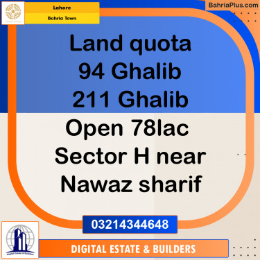8 Marla Residential Plot for Sale in Bahria Town, Lahore - (BP-293499)