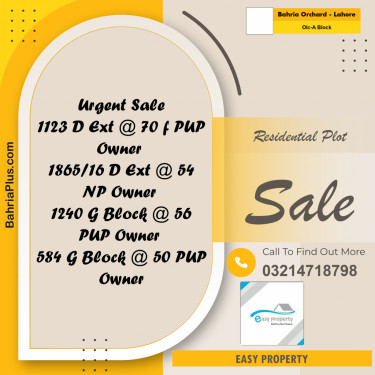 5 Marla Residential Plot for Sale in OLC-A Block -  Bahria Orchard, Lahore - (BP-293518)