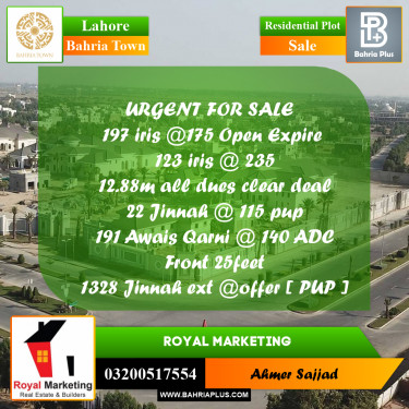 Residential Plot for Sale in Bahria Town, Lahore - (BP-293528)