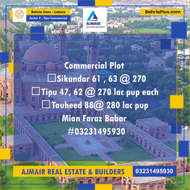 5 Marla Commercial Plot for Sale in Sector F - Tipu Commercial -  Bahria Town, Lahore - (BP-293556)