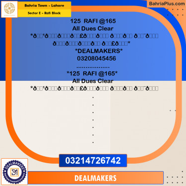 10 Marla Residential Plot for Sale in Sector E - Rafi Block -  Bahria Town, Lahore - (BP-293602)