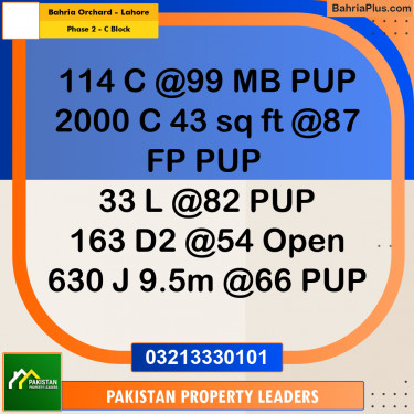 8 Marla Residential Plot for Sale in Phase 2 - C Block -  Bahria Orchard, Lahore - (BP-293625)