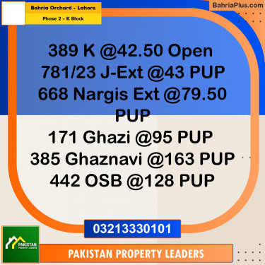 5 Marla Residential Plot for Sale in Phase 2 - K Block -  Bahria Orchard, Lahore - (BP-293769)