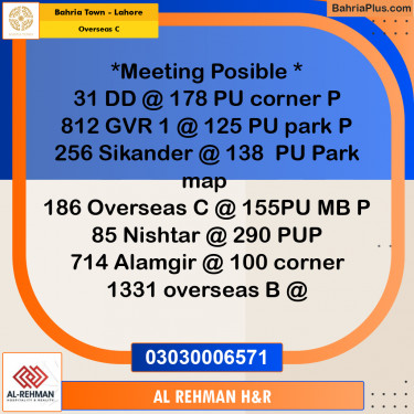 10 Marla Residential Plot for Sale in Overseas C -  Bahria Town, Lahore - (BP-293825)