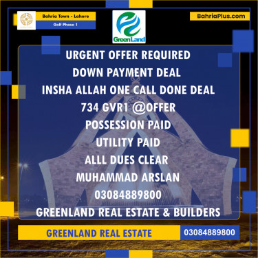 10 Marla Residential Plot for Sale in Golf Phase 1 -  Bahria Town, Lahore - (BP-293830)