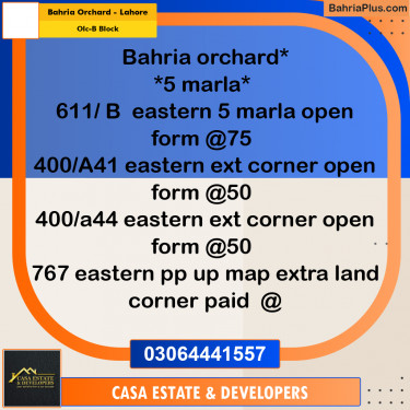 8 Marla Residential Plot for Sale in OLC-B Block -  Bahria Orchard, Lahore - (BP-293874)