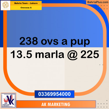 13.5 Marla Residential Plot for Sale in Overseas A -  Bahria Town, Lahore - (BP-294024)