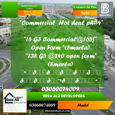 Commercial Plot for Sale in Phase 4 - G3 Commercial -  Bahria Orchard, Lahore - (BP-294045)
