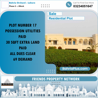 8 Marla Residential Plot for Sale in Phase 2 - J Block -  Bahria Orchard, Lahore - (BP-294054)
