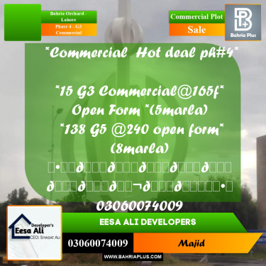 Commercial Plot for Sale in Phase 4 - G3 Commercial -  Bahria Orchard, Lahore - (BP-294068)