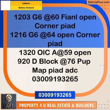 10 Marla Residential Plot for Sale in Bahria Orchard, Lahore - (BP-294080)