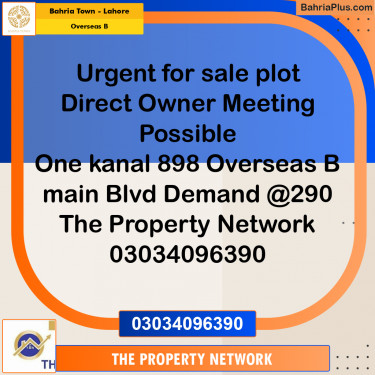 1 Kanal Residential Plot for Sale in Overseas B -  Bahria Town, Lahore - (BP-294160)