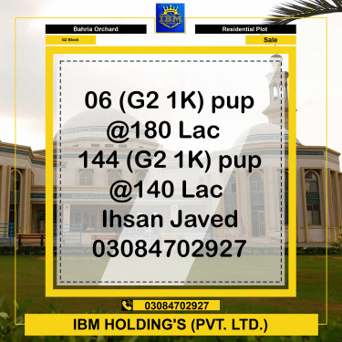 1 Kanal Residential Plot for Sale in Phase 4 - G2 Block -  Bahria Orchard, Lahore - (BP-294182)