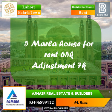 5 Marla Residential House for Rent in Bahria Town, Lahore - (BP-294211)