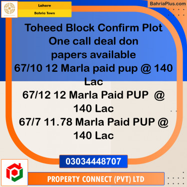 Residential Plot for Sale in Bahria Town, Lahore - (BP-294218)