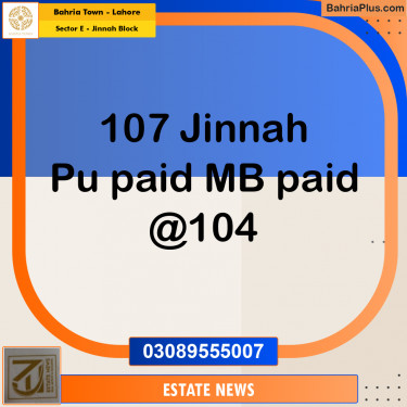 Residential Plot for Sale in Sector E - Jinnah Block -  Bahria Town, Lahore - (BP-294299)