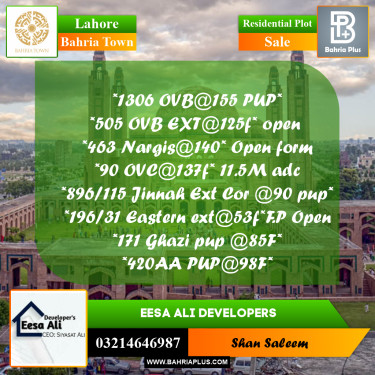 Residential Plot for Sale in Bahria Town, Lahore - (BP-294340)