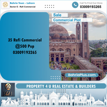 5 Marla Commercial Plot for Sale in Sector E - Rafi Commercial -  Bahria Town, Lahore - (BP-294344)