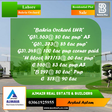 Residential Plot for Sale in Bahria Orchard, Lahore - (BP-294367)