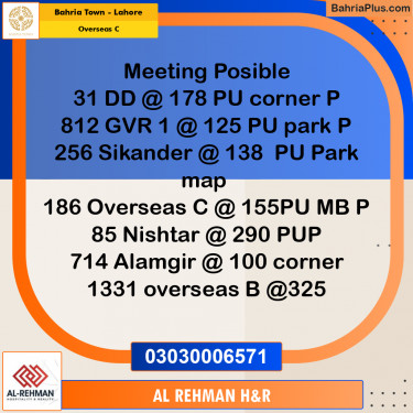 10 Marla Residential Plot for Sale in Overseas C -  Bahria Town, Lahore - (BP-294428)