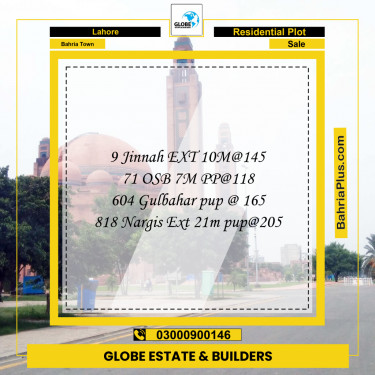 Residential Plot for Sale in Bahria Town, Lahore - (BP-294432)